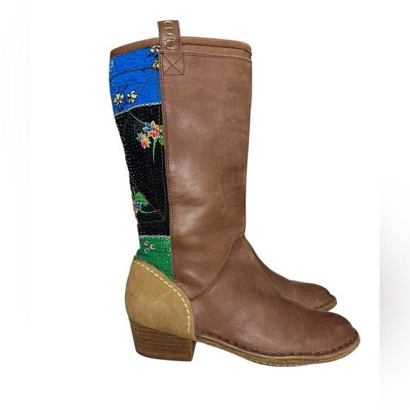 Terra Plana Leather Fabric Calf Boots Boho - Picture 10 of 10